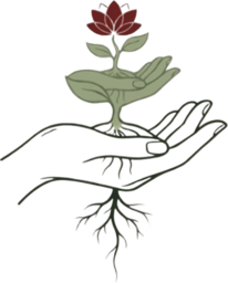 Reclamation Theory logo: a hand holding a rooted flowering plant